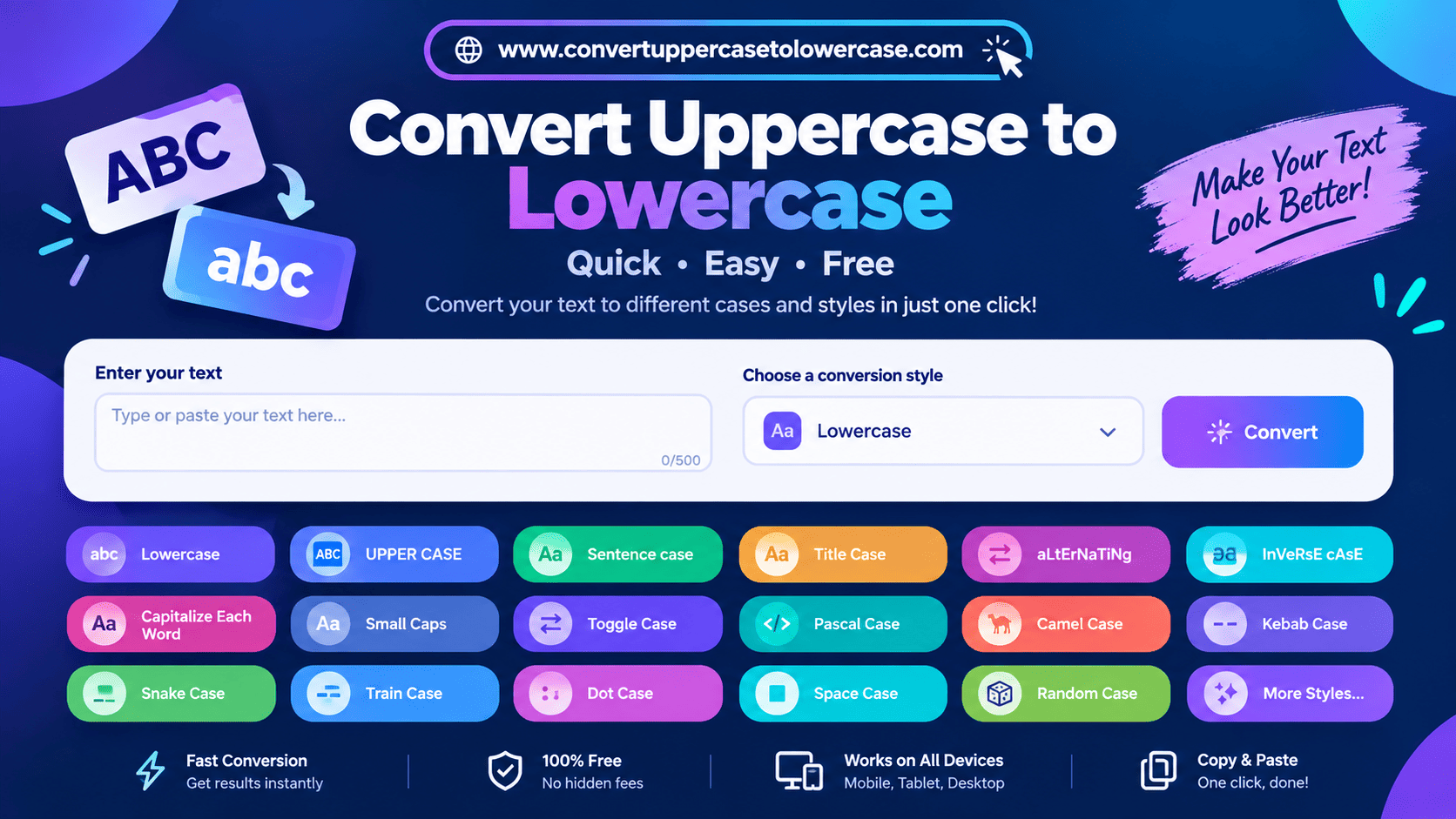 Convert Uppercase to Lowercase